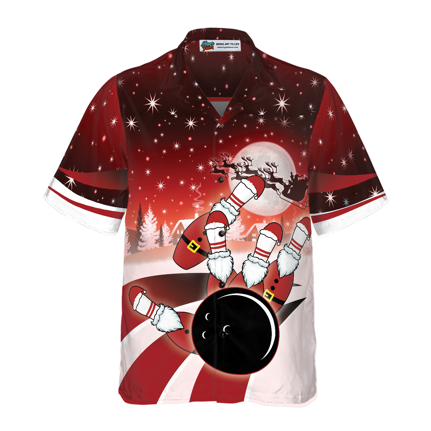 WW | Hawaiian-Shirts, Weihnachts-Bowling-Shirt Kurzarm, Weihnachts-Shirt Geschenke-Idee Für Männer und Frauen