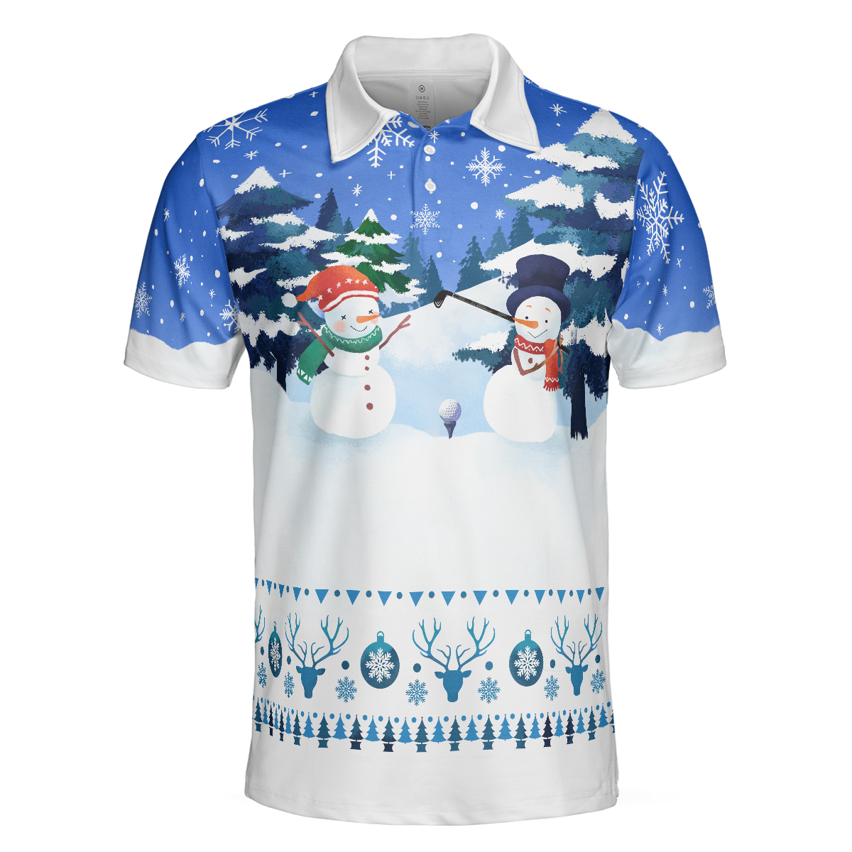WW | Weihnachts Golf Polo-Shirts - Herren Golf Polo-Shirts Kurzarm - Lustiges Schneemann-Muster-Shirt Dry Fit - Weihnachts-Shirt Geschenkidee für Männer