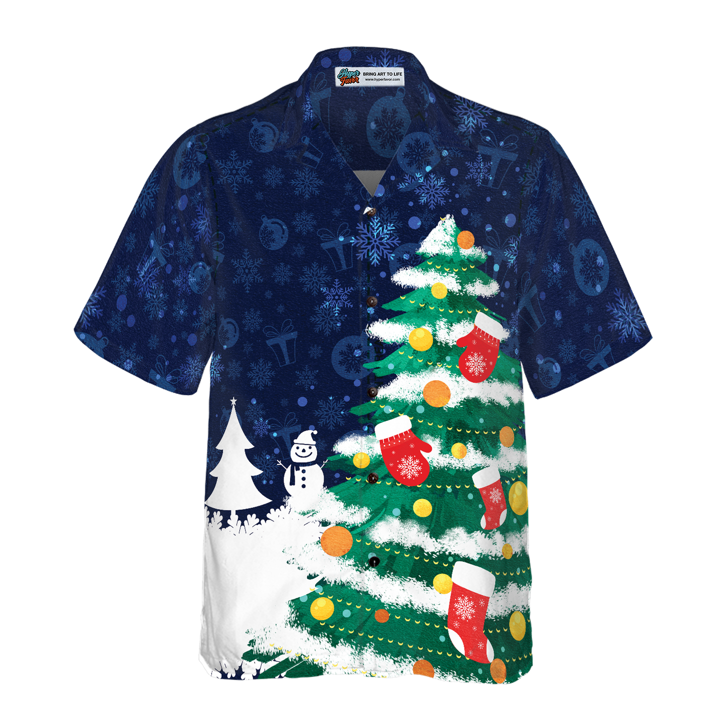 WW | Hyperfavor Weihnachtsbaum Hawaiian Shirt, Weihnachtshemden Kurzarm Button-Down-Hemd für Männer und Frauen