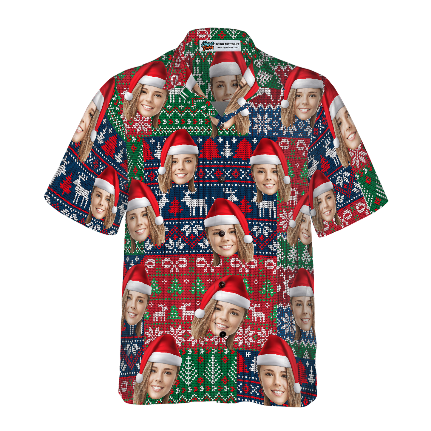 WW | Lustige benutzerdefinierte Gesichts-Weihnachts-02 benutzerdefinierte Hawaiian-Shirt