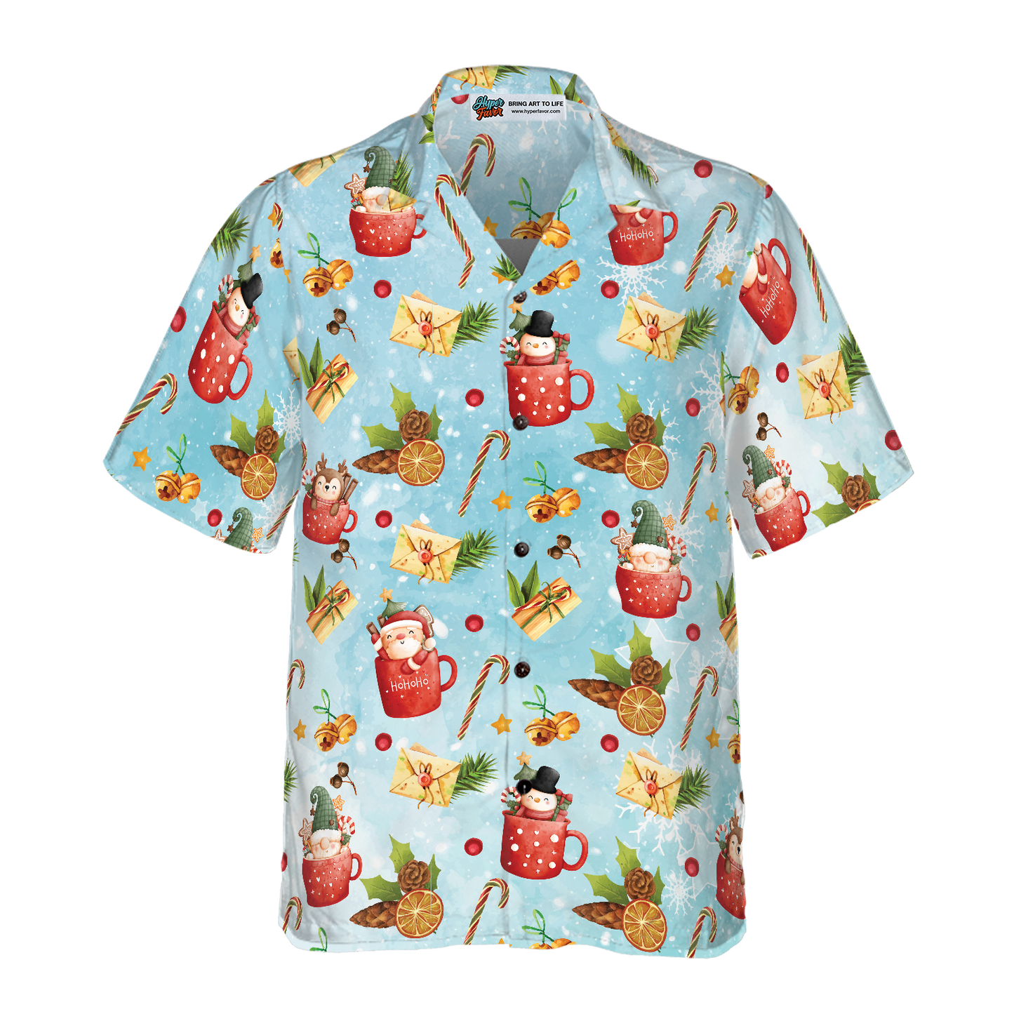 WW | Hyperfavor Santa Weihnachtsmuster 2 Muster Hawaiian Hemd, Weihnachtshemden Kurzarm Knopfdown Hemd für Männer und Frauen