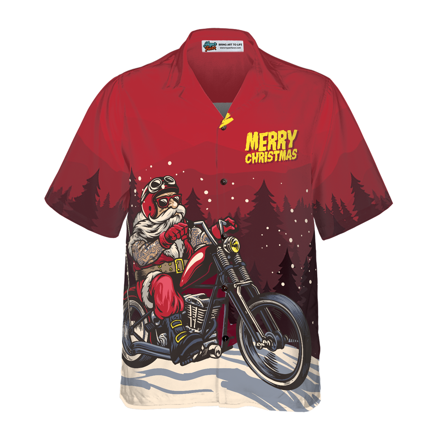 WW | Hyperfavor Weihnachts Hawaiian Shirts, Santa Motobike Hemd Kurzarm, Weihnachtshemd Geschenkidee für Männer und Frauen