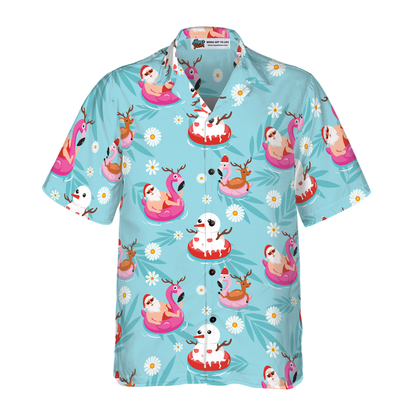 WW | Hyperfavor Weihnachts-Hawaiian-Shirts, Santa Strand Sommer Muster Shirt Kurzarm, Weihnachtshemden Idee Geschenk Für Männer Und Frauen