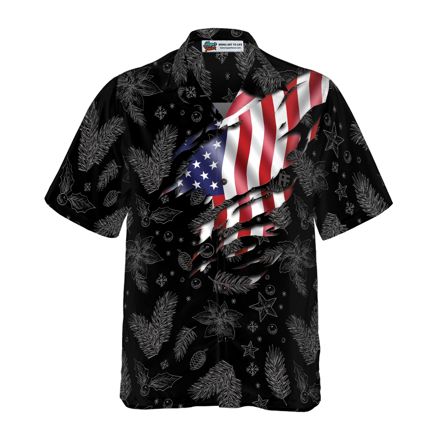 WW | Hyperfavor Weihnachts-Hawaiianhemden, Weihnachts-USA-Flaggenmuster-Hemd Kurzarm, Weihnachtshemden-Idee Geschenk Für Männer Und Frauen