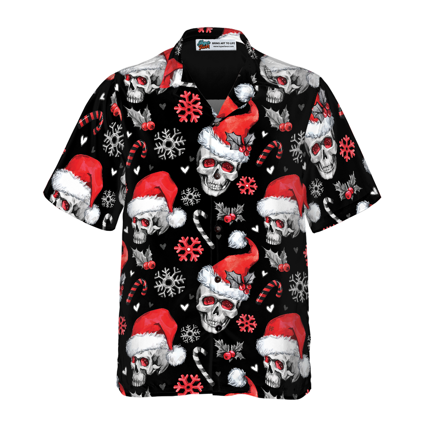 WW | Weihnachts-Schädel mit Zuckerstangen Weihnachts-Hawaiian-Shirt, Schädel Weihnachts-Hawaiian-Shirt für Herren