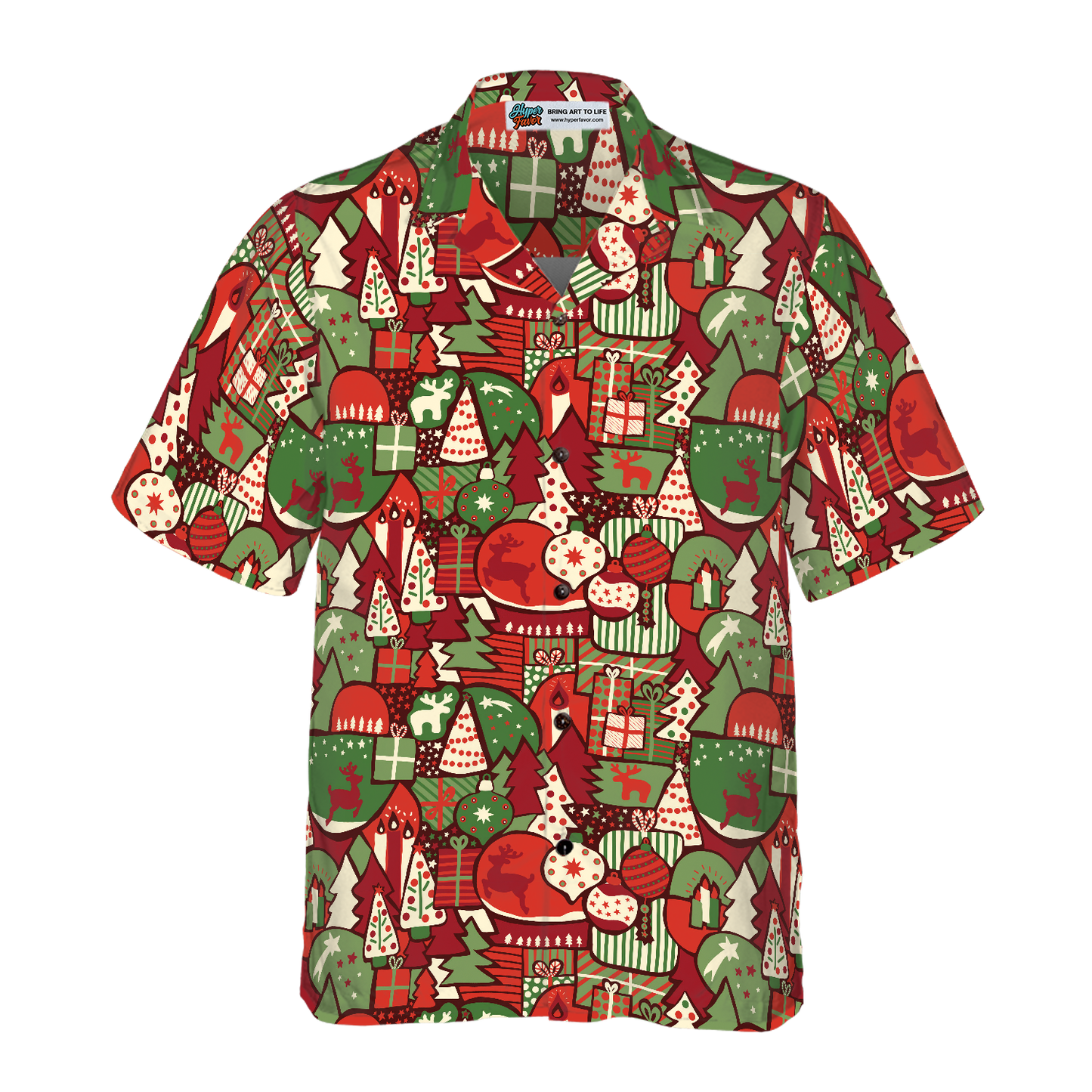 WW | Hawaiian Hemden, Weihnachtsgeschenk Musterhemd Kurzarm, Weihnachtshemd Geschenkidee für Männer und Frauen