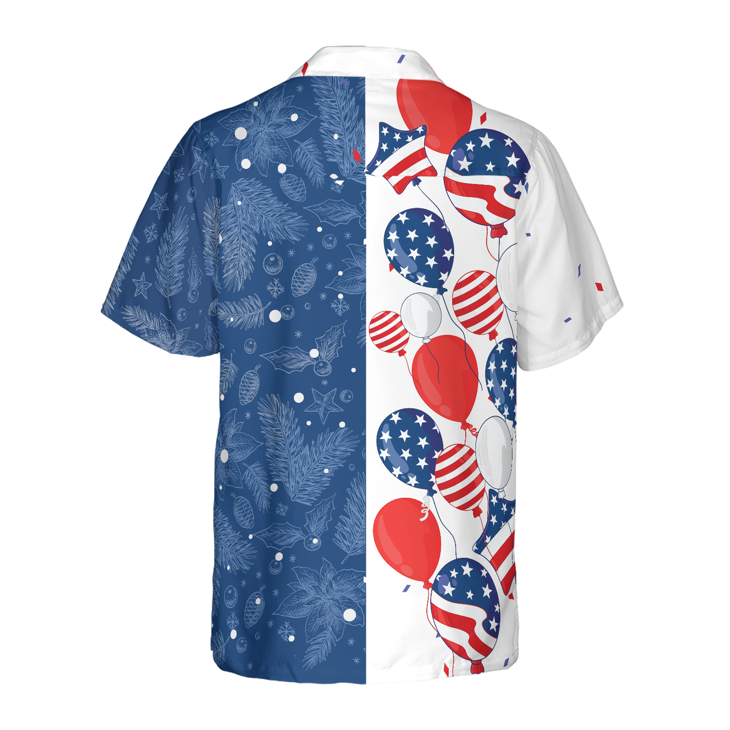 WW | Hyperfavor Weihnachten USA Ballons Muster Hawaiian Shirt, Weihnachtshemden Kurzarm Button-Down-Hemd für Männer und Frauen