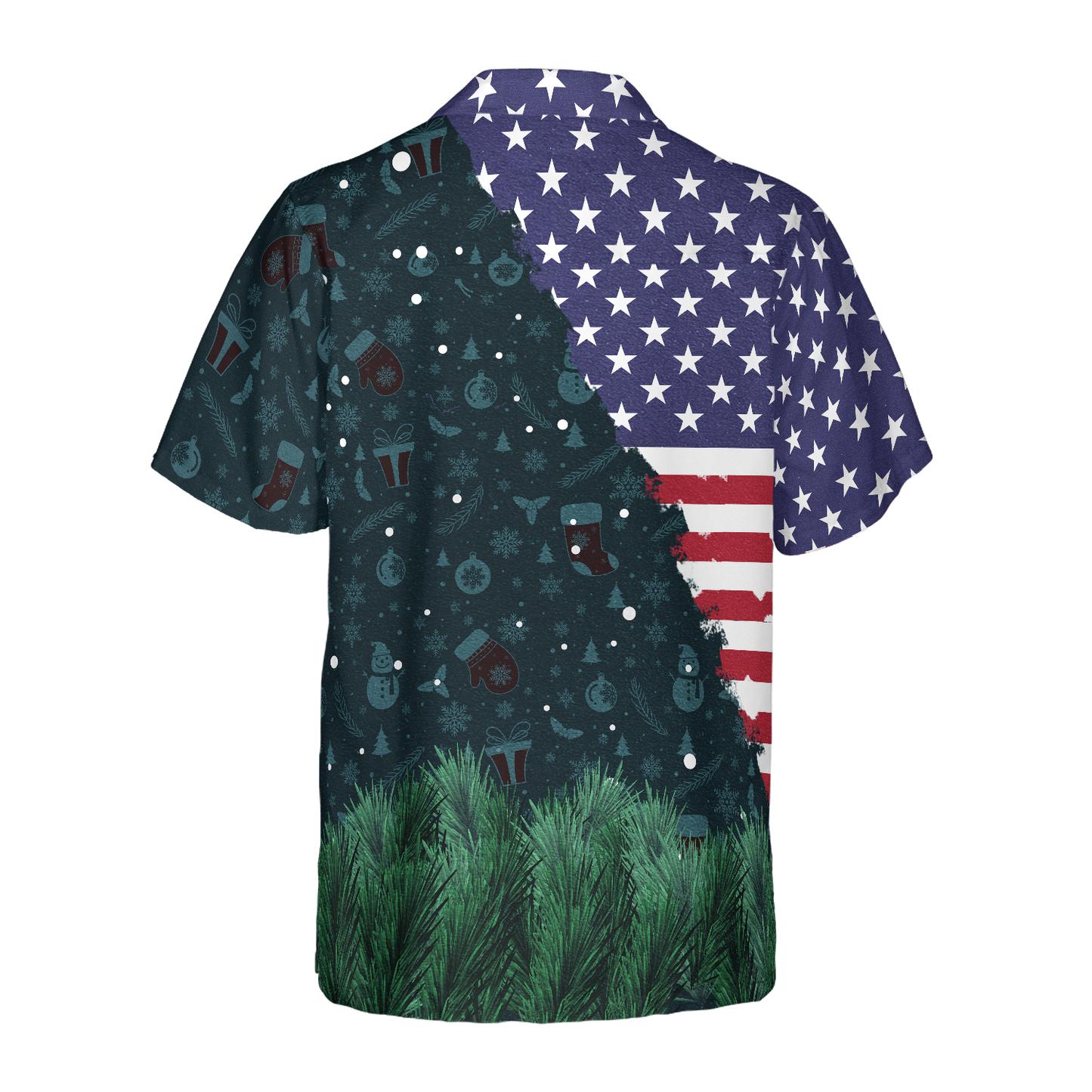 WW | Hyperfavor Weihnachten Hawaiian Shirts, Santa USA Flaggenmuster Hemd Kurzarm, Weihnachtshemd Geschenkidee Für Männer Und Frauen