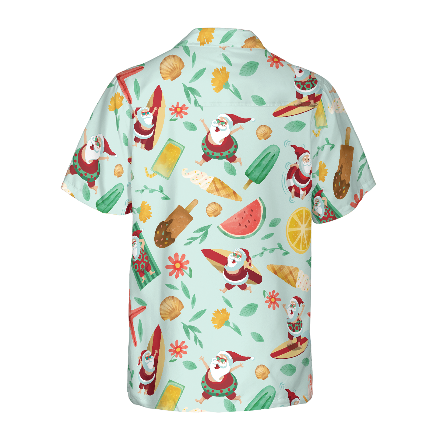 WW | Hyperfavor Santa Surfing 2 Muster Hawaiianhemd, Weihnachtshemden Kurzarm Knopf-down Hemd für Herren und Damen