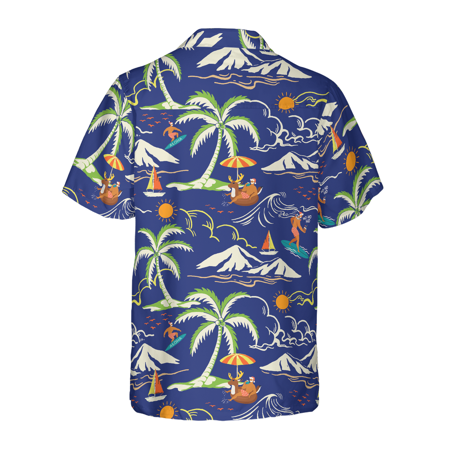 WW | Hyperfavor Weihnachts-Hawaiian-Shirts, Santa Strand Sommer Muster 3 Kurzarmhemd, Weihnachtshemd Geschenkidee für Männer und Frauen