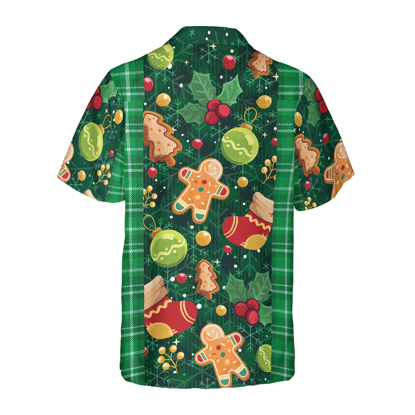 WW | Hyperfavor Weihnachtsgrün Plaid Muster Hawaiian Shirt, Weihnachtshemden Kurzarm Button-Down Shirt für Männer und Frauen