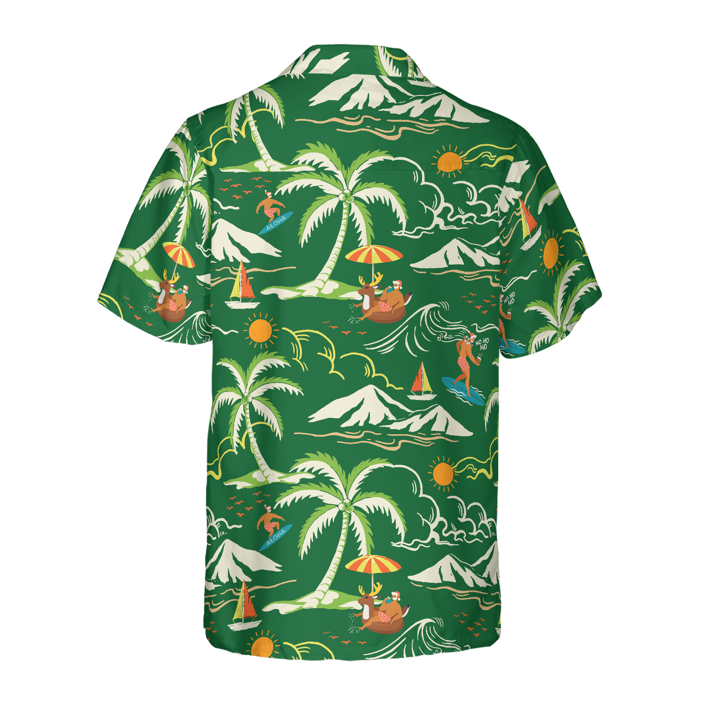 WW | Hyperfavor Weihnachts-Hawaiian-Shirts, Santa Beach Sommermuster 2 Shirt Kurzarm, Weihnachtshemd Geschenkidee für Männer und Frauen
