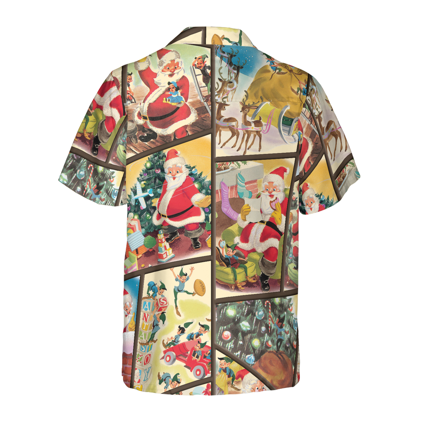 WW | Hyperfavor Weihnachten Hawaiian Shirts für Herren und Damen, Santa Elf Geschenk Hawaiian Shirt Knopfleiste Kurzarm