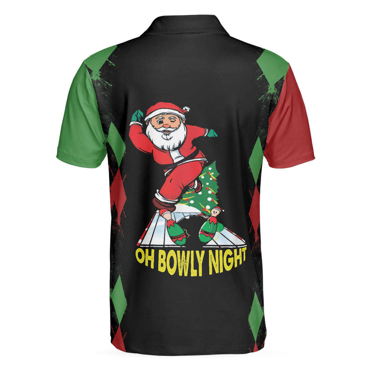 WW | Bowly Nachthemd Poloshirt, Weihnachtsmotiv Poloshirt Design, Beste Weihnachtsgeschenkidee für Bowlingliebhaber