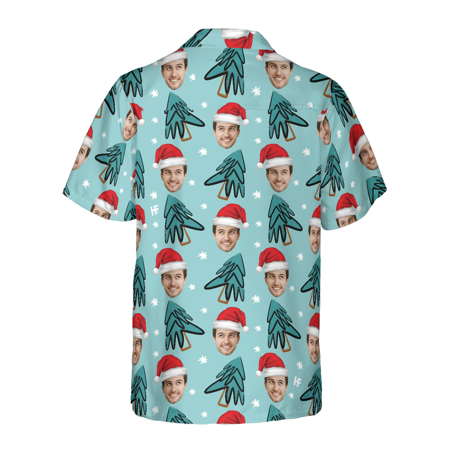 WW | Lustiges benutzerdefiniertes Gesicht Weihnachtsbaum benutzerdefiniertes Hawaiian Shirt