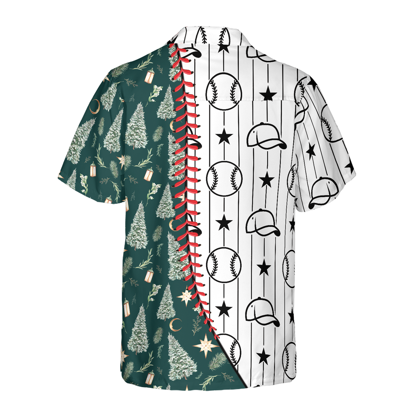 WW | Hyperfavor Weihnachts-Hawaiian-Shirts, Baseball-Muster-Shirt kurzarm, Weihnachts-Shirt-Idee Geschenk für Männer und Frauen