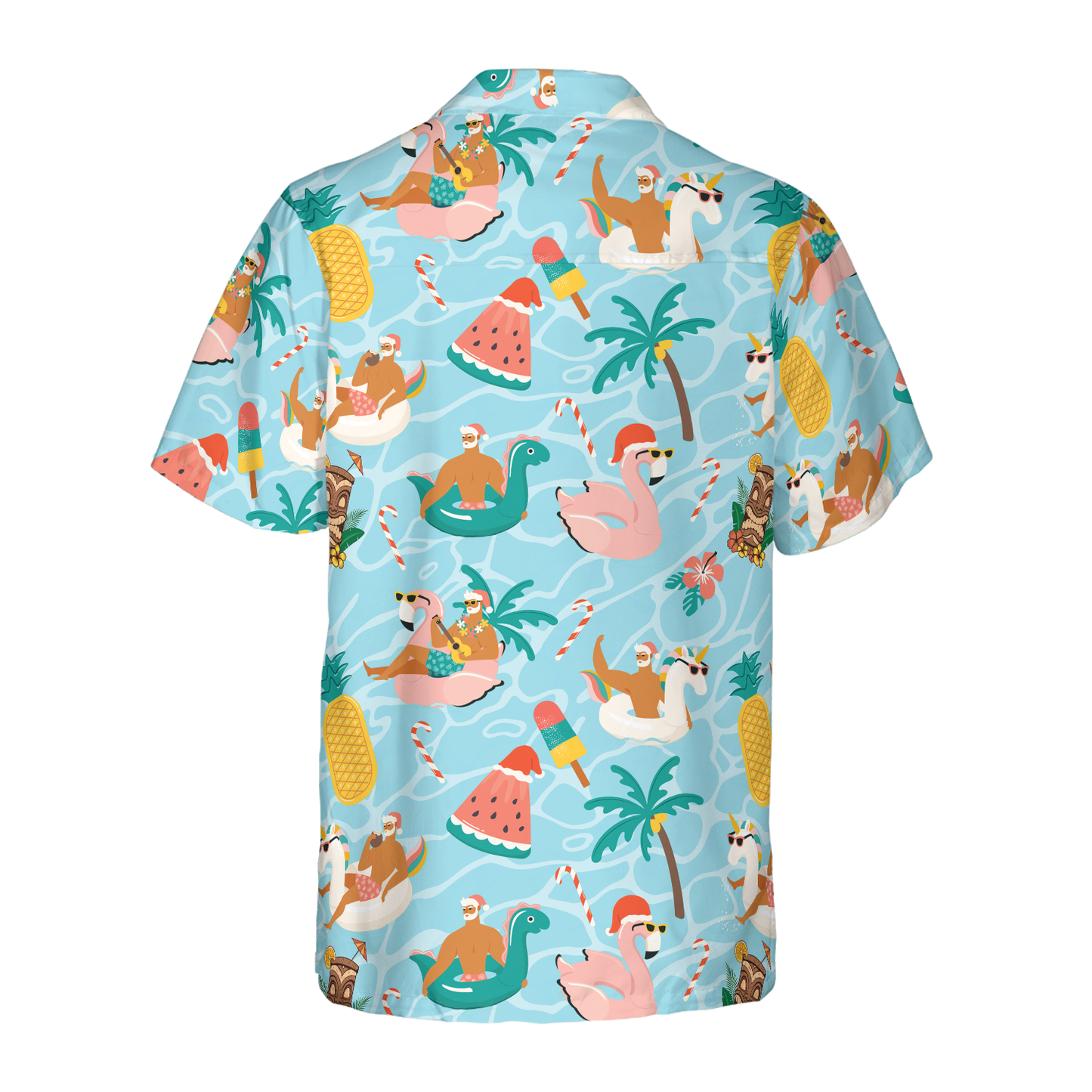 WW | Hyperfavor Christmas Hawaiian Shirts, Santa Beach Summer Shirt Short Sleeve, Christmas Shirt Idea Gift for Men and Women