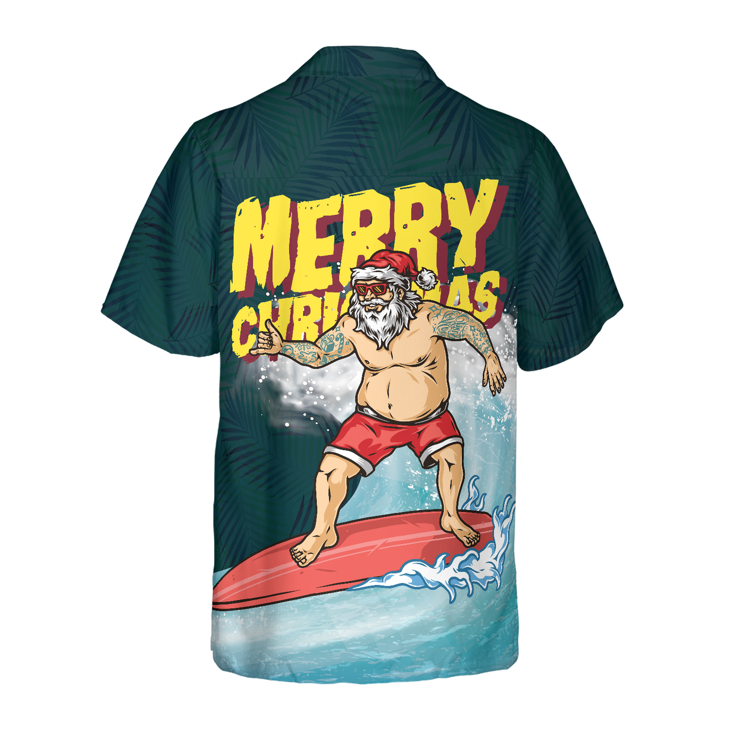 WW | Hyperfavor Weihnachts-Hawaiianhemden, Surfender Weihnachtsmann Fröhliche Weihnachten Shirt Kurzarm, Weihnachtshemden Geschenkidee für Männer und Frauen