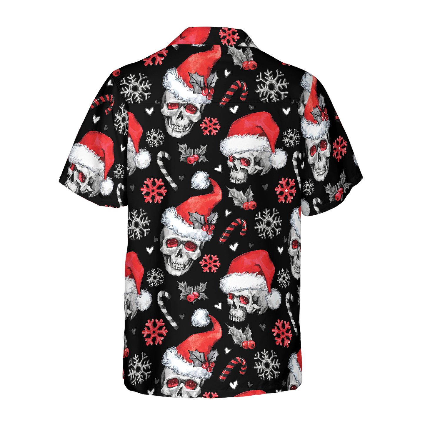 WW | Weihnachts-Schädel mit Zuckerstangen Weihnachts-Hawaiian-Shirt, Schädel Weihnachts-Hawaiian-Shirt für Herren
