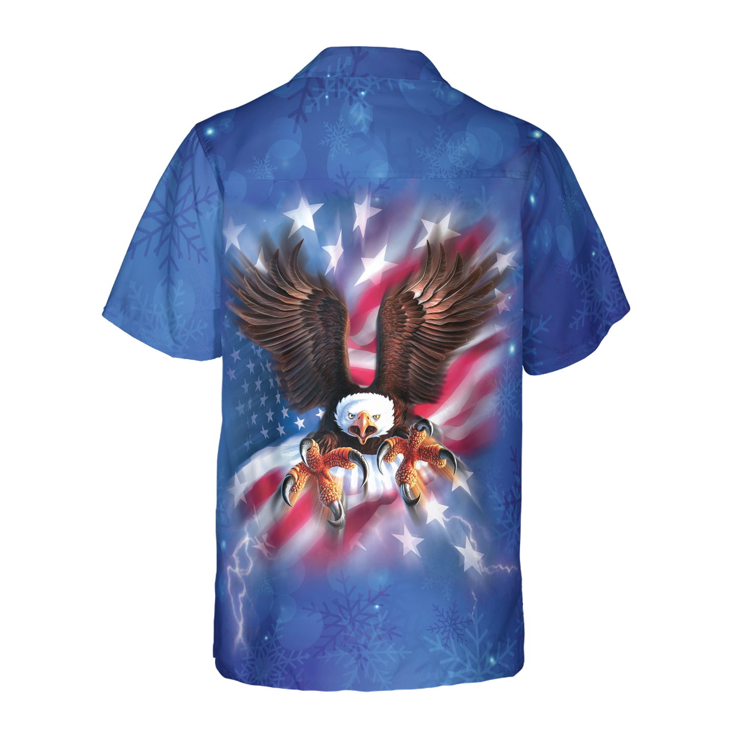 WW | Hyperfavor Weihnachts-Hawaiian-Shirts für Männer und Frauen, Adler fliegt mit amerikanischer Flagge Hawaiian Shirt Button-Down-Shirt Kurzarm