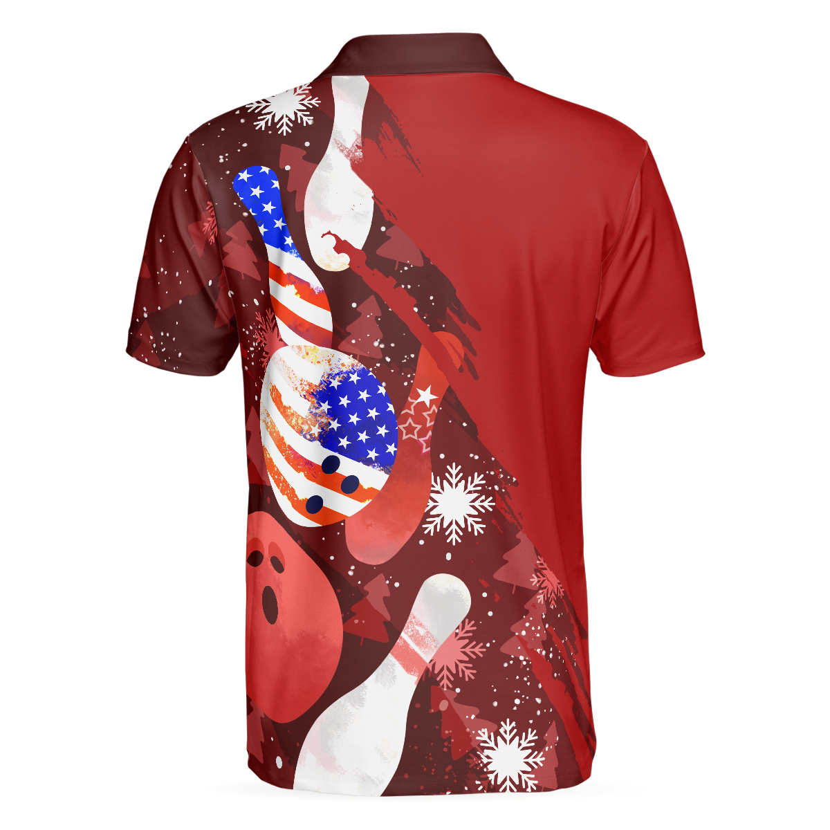 WW | Amerikanische Flagge Weihnachten Bowlingball und Pins Herren Polohemden