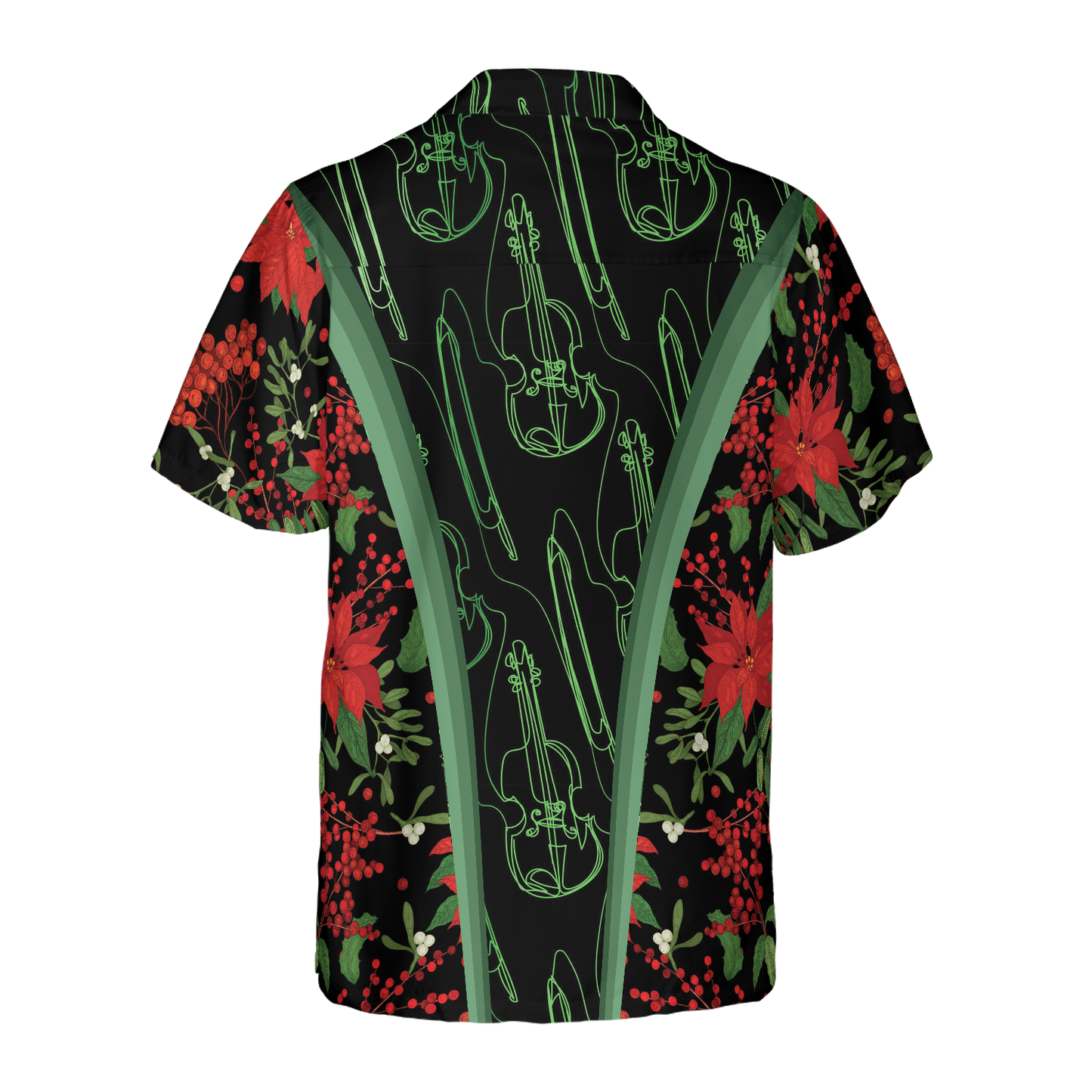 WW | Hyperfavor Christmas Hawaiian Shirts, Christmas Fiddle Music Pattern Shirt Short Sleeve, Christmas Shirt Gift Idea for Men and Women