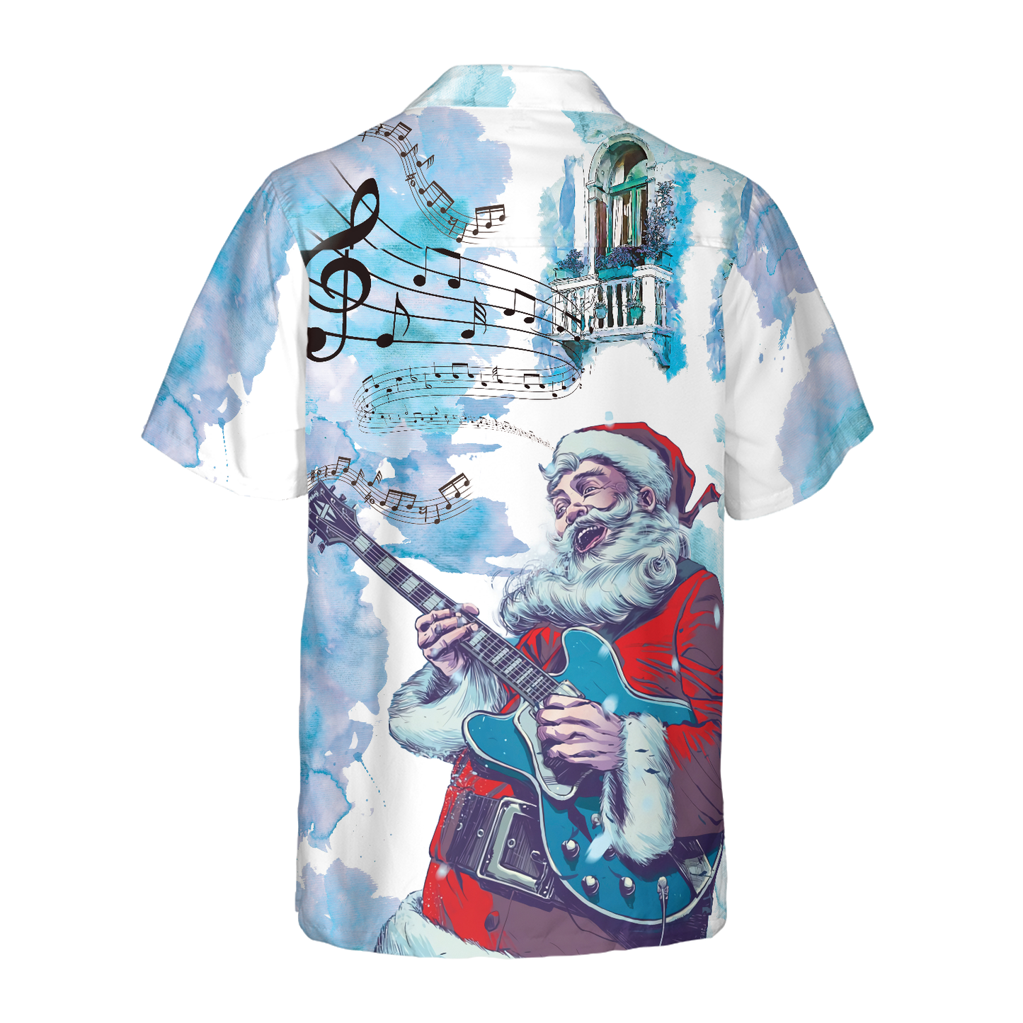 WW | Hyperfavor Weihnachts-Hawaiianhemden, Weihnachtsmann-Gitarrenmusik-Musterhemd Kurzarm, Weihnachtshemden-Idee Geschenke für Männer und Frauen