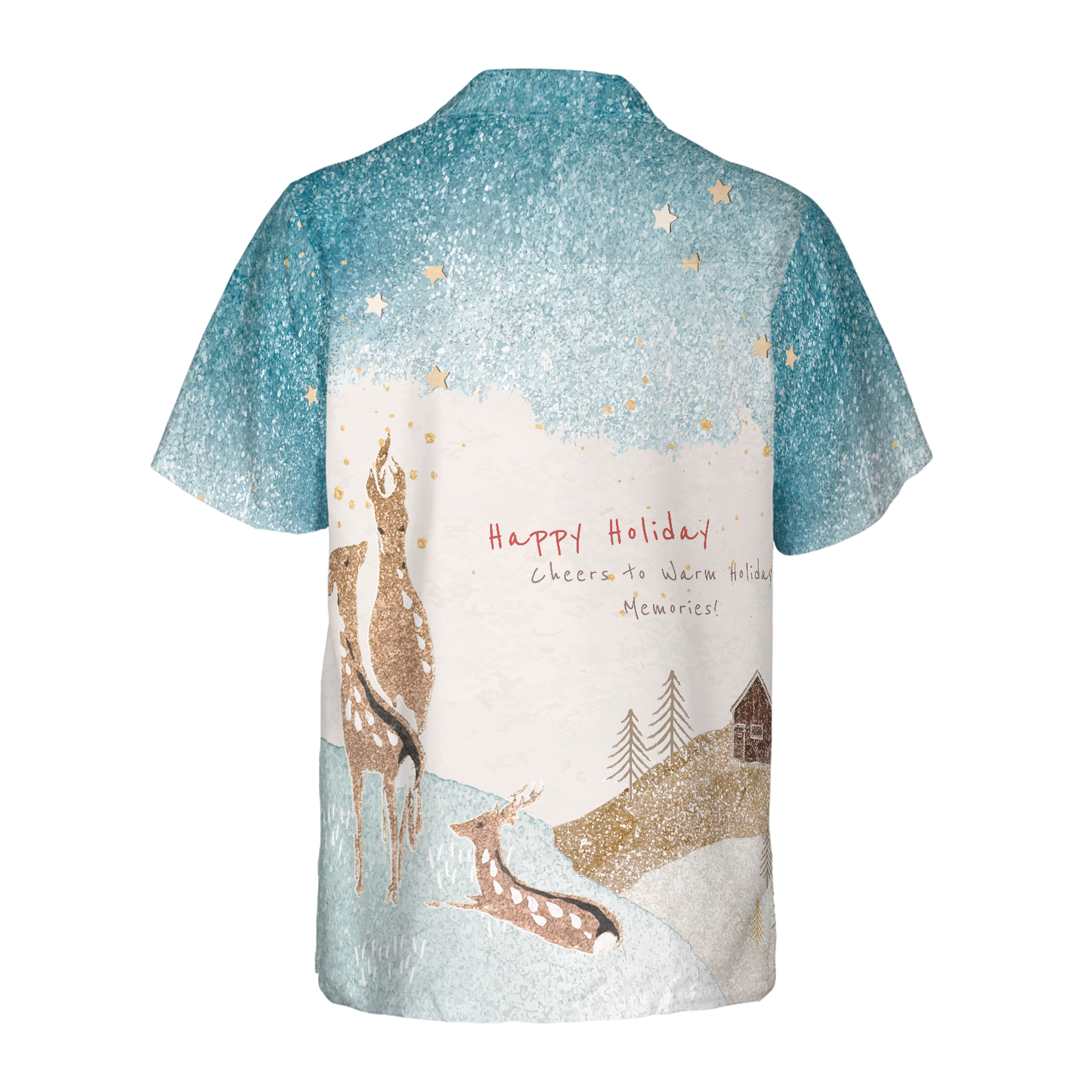 WW | Hyperfavor Rentier Schnee Licht Hawaiian-Shirt, Weihnachtshemden Kurzarm Button-Down-Hemd für Männer und Frauen