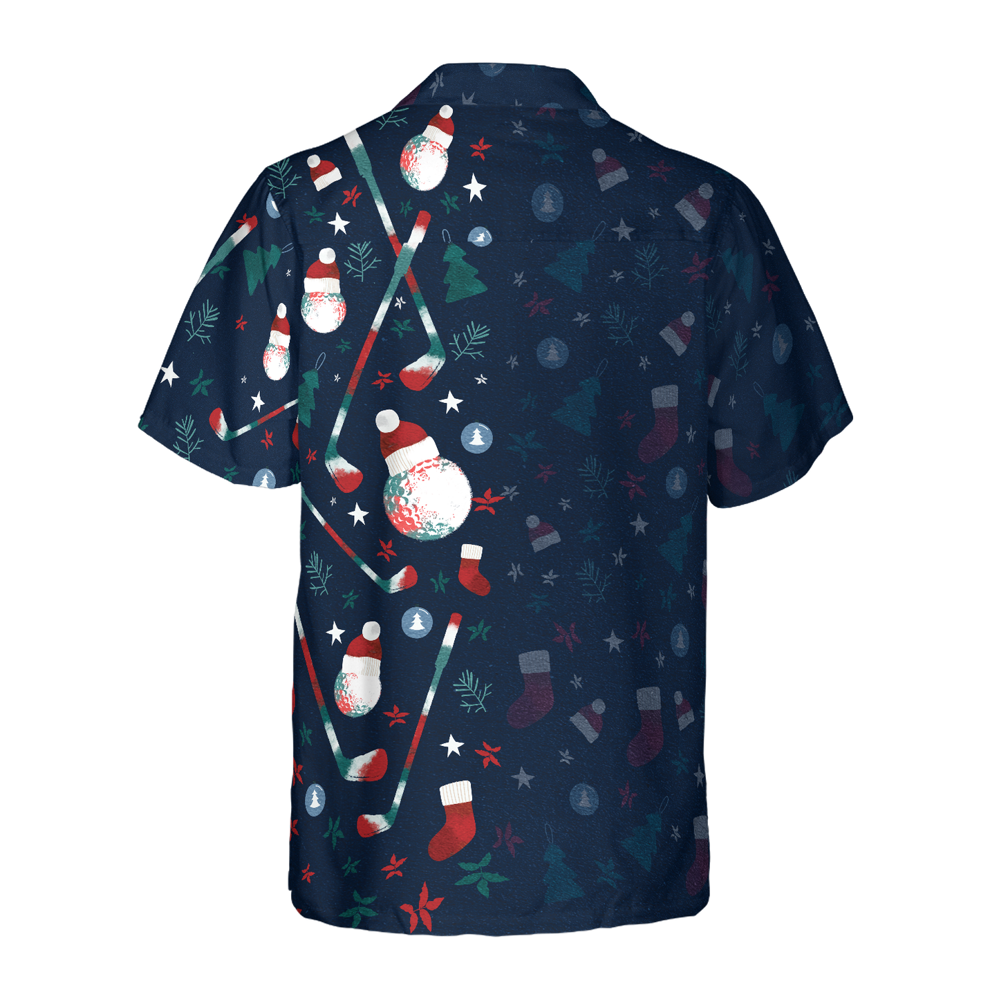 WW | Hyperfavor Weihnachts-Golfmuster Hawaiian Shirt, Weihnachtshemden Kurzarm Button-Down Hemd für Männer und Frauen