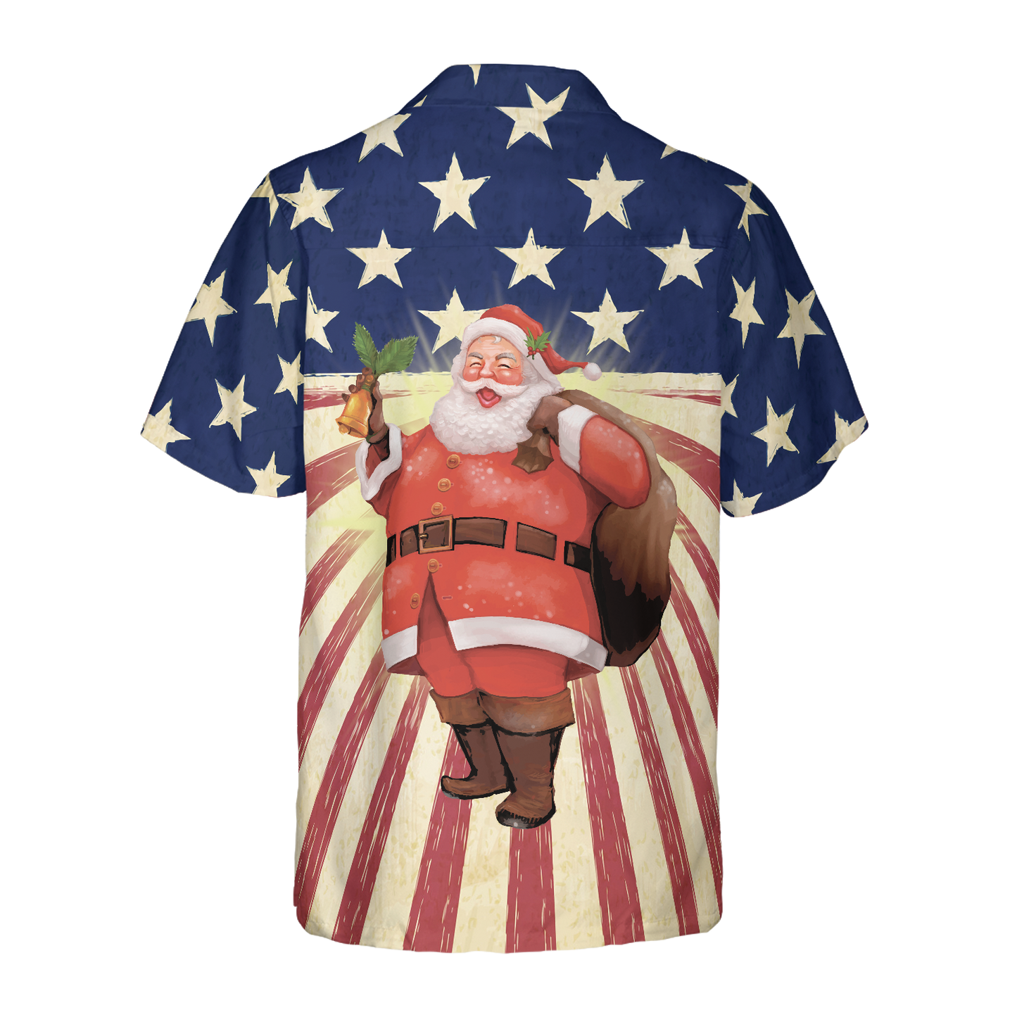 WW | Hyperfavor Santa Weihnachten Santa Amerika Hawaiian-Shirt, Weihnachtshemden Kurzarm Knopf-down-Hemd für Männer und Frauen