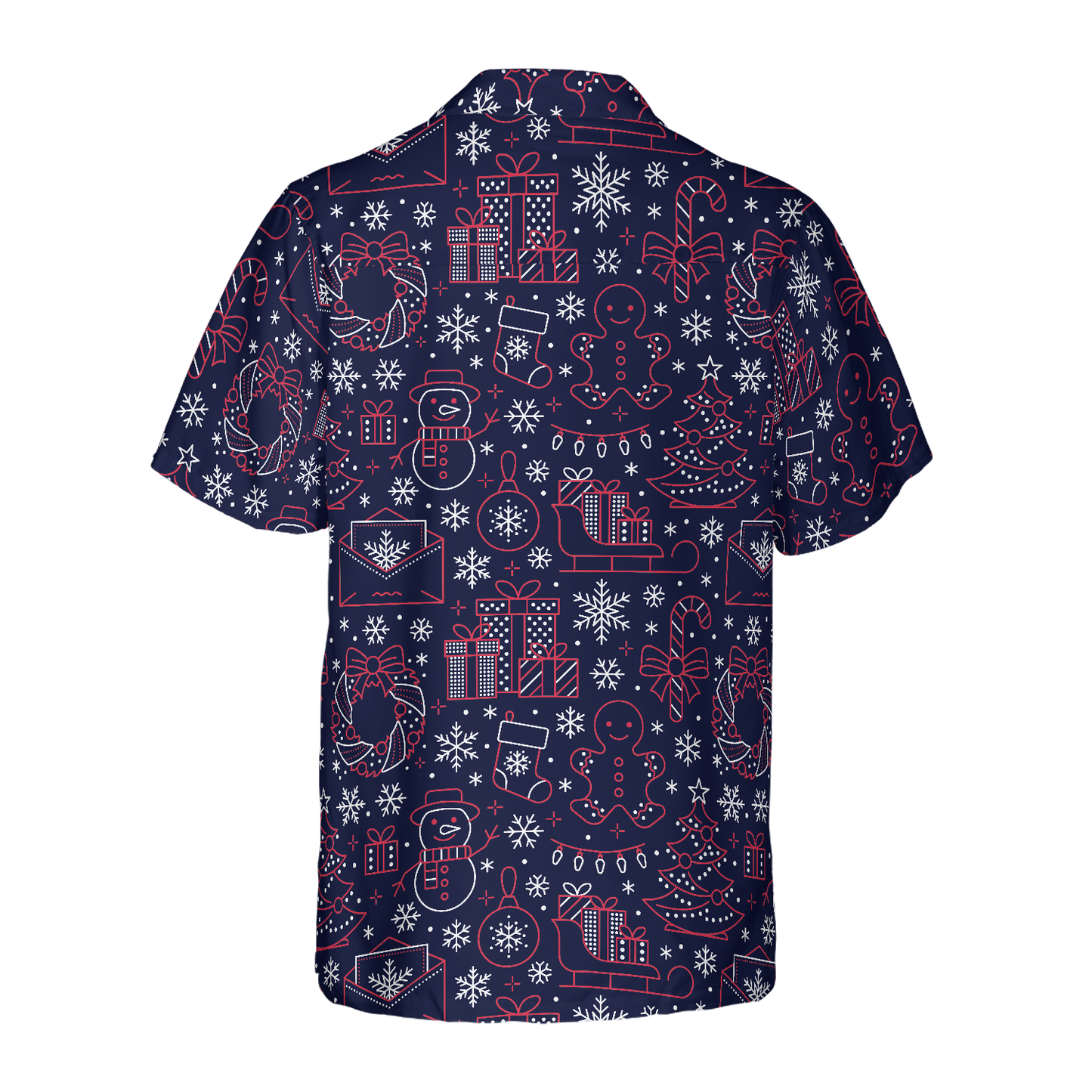 WW | Hawaiian Hemden, Weihnachtslinienmuster Shirt Kurzarm, Weihnachtshemd Geschenkidee für Männer und Frauen