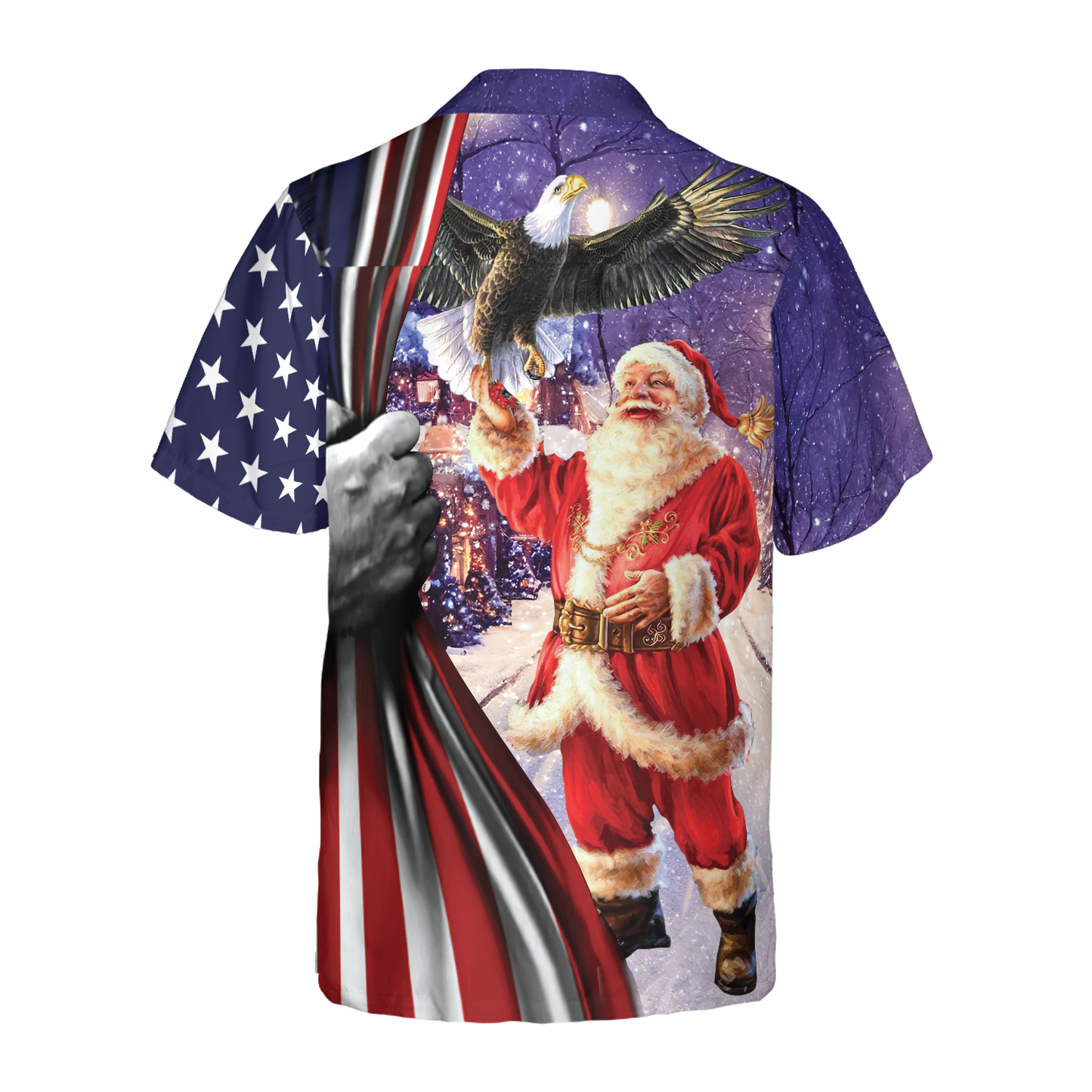 WW | Hyperfavor Weihnachts-Hawaiian-Shirts, Santa mit Adler Shirt Kurzarm, Weihnachts-Shirt-Idee Geschenk für Männer und Frauen
