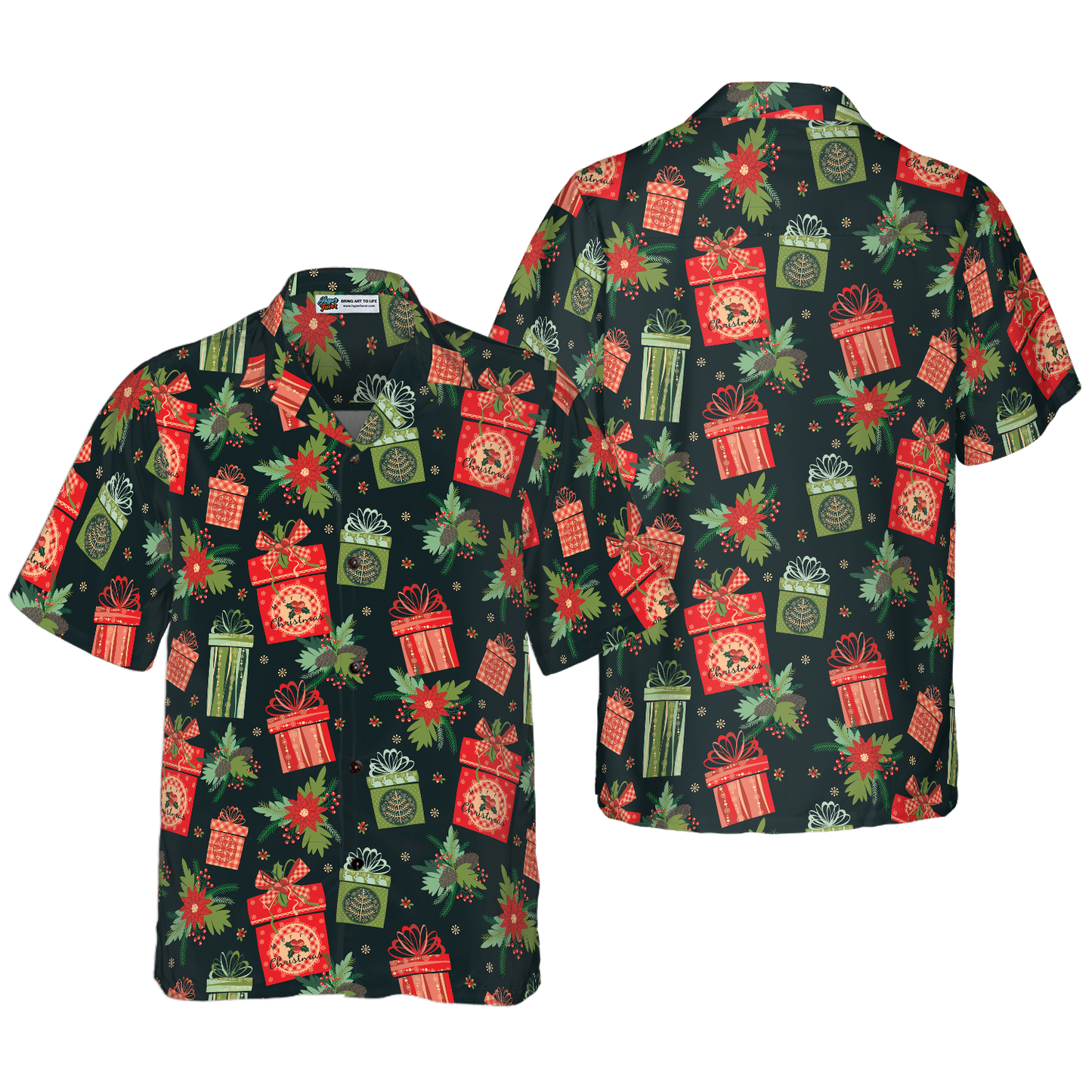 WW | Hyperfavor Weihnachten Hawaiian Hemden, Weihnachtsgeschenk Musterhemd Kurzarm, Weihnachtshemd Ideen Geschenk für Männer und Frauen