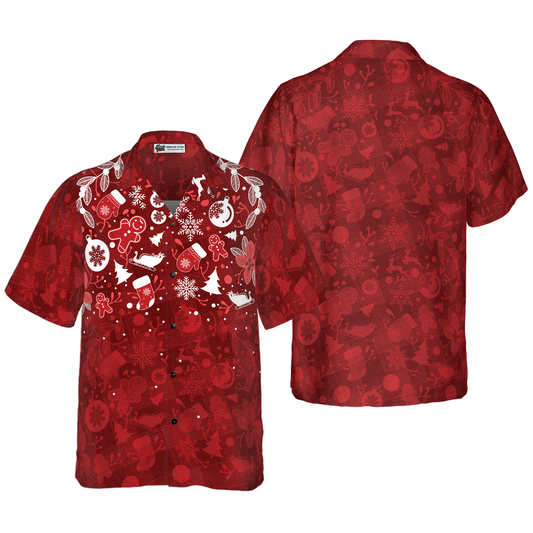 WW | Hyperfavor Christmas Hawaiian Shirts for Men and Women, Christmas Gingerbread Man Hawaiian Button-Down Shirt Short Sleeve