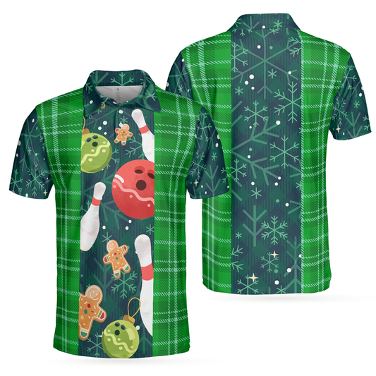 WW | Christmas Bowling Plaid Men's Polo Shirts