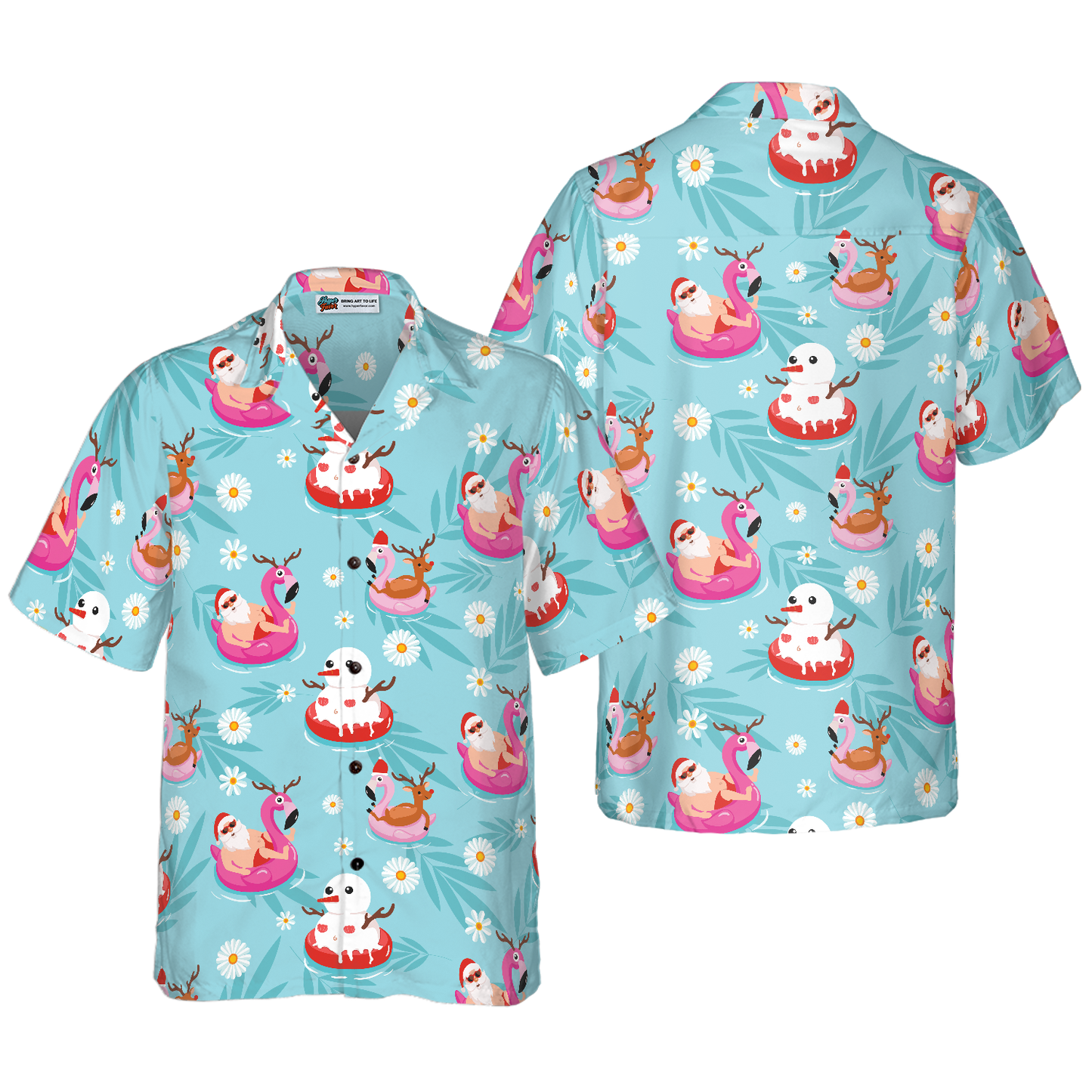 WW | Hyperfavor Weihnachts-Hawaiian-Shirts, Santa Strand Sommer Muster Shirt Kurzarm, Weihnachtshemden Idee Geschenk Für Männer Und Frauen