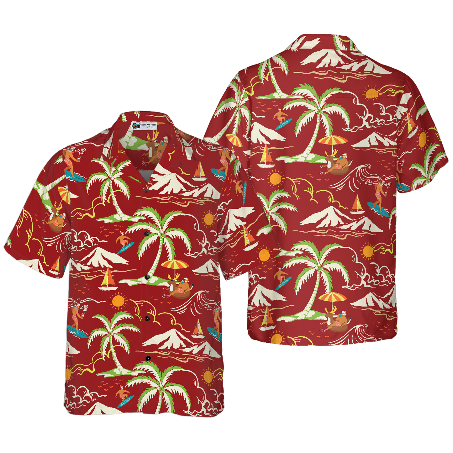 WW | Hyperfavor Weihnachts-Hawaiian-Shirts, Santa Strand Sommer Muster 1 Shirt Kurzarm, Weihnachts-Shirt Geschenkidee für Männer und Frauen