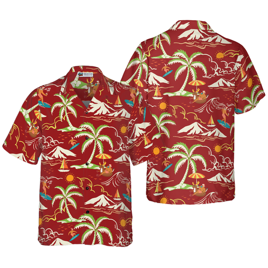 WW | Hyperfavor Christmas Hawaiian Shirts, Santa Beach Summer Pattern 1 Short Sleeve Shirt, Christmas Shirt Gift Idea for Men and Women