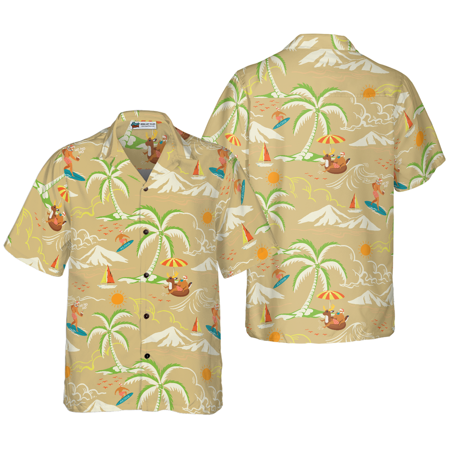 WW | Hyperfavor Weihnachts-Hawaiian-Shirts, Santa Strand Sommer Muster 4 Shirt Kurzarm, Weihnachtshemd Geschenkidee für Männer und Frauen