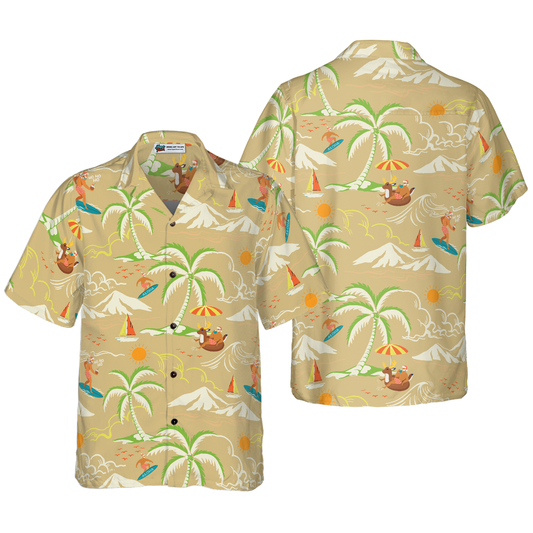 WW | Hyperfavor Christmas Hawaiian Shirts, Santa Beach Summer Pattern 4 Short-Sleeve Shirt, Christmas Shirt Gift Idea for Men and Women