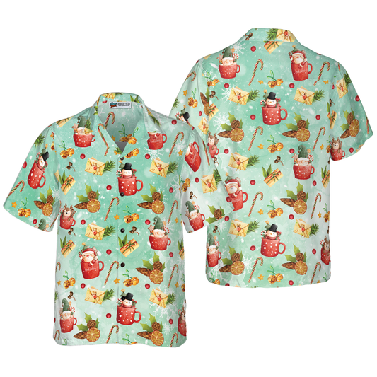 WW | Hyperfavor Santa Christmas Pattern 1 Pattern Hawaiian Shirt, Christmas Shirts Short Sleeve Button Down Shirt for Men and Women