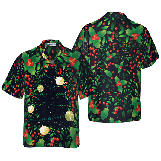 WW | Hyperfavor Weihnachtsbaum-Muster Hawaiian-Shirt, Weihnachtshemden Kurzarm Button-Down-Shirt für Männer und Frauen
