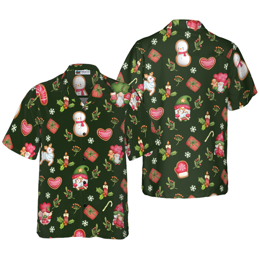 WW | Hyperfavor Christmas Hawaiian Shirts for Men and Women, Gnomes Merry Christmas Hawaiian Shirt Button Down Shirt Short Sleeve