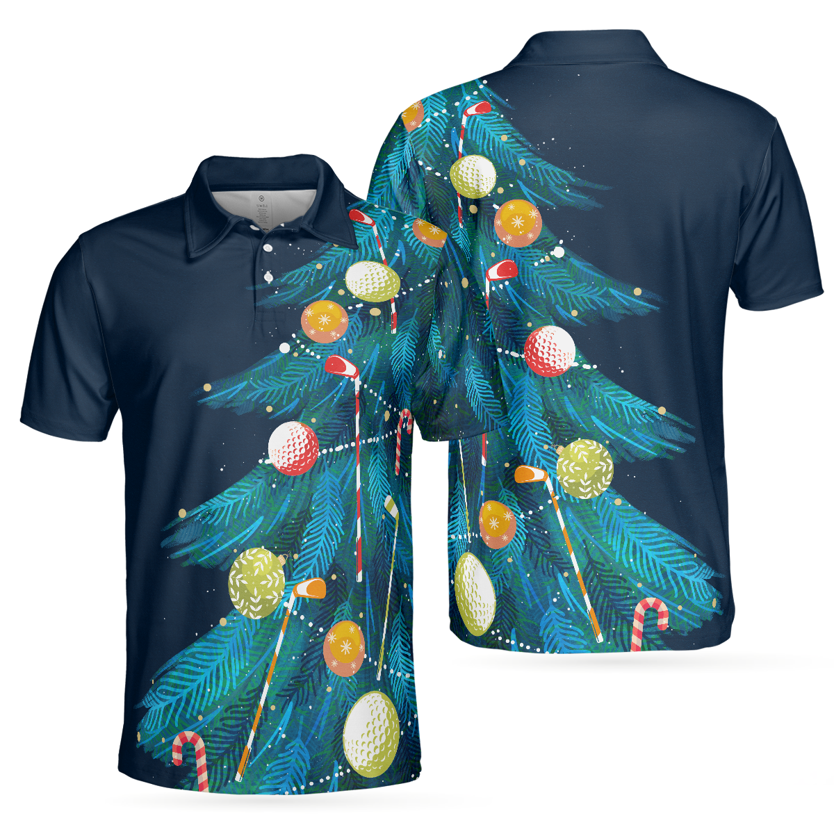 WW | Weihnachts Golf Polo Shirts - Herren Golf Polo Shirts Kurzarm - Weihnachtsbaum Muster Shirt Dry Fit - Weihnachts Shirt Geschenkidee für Männer