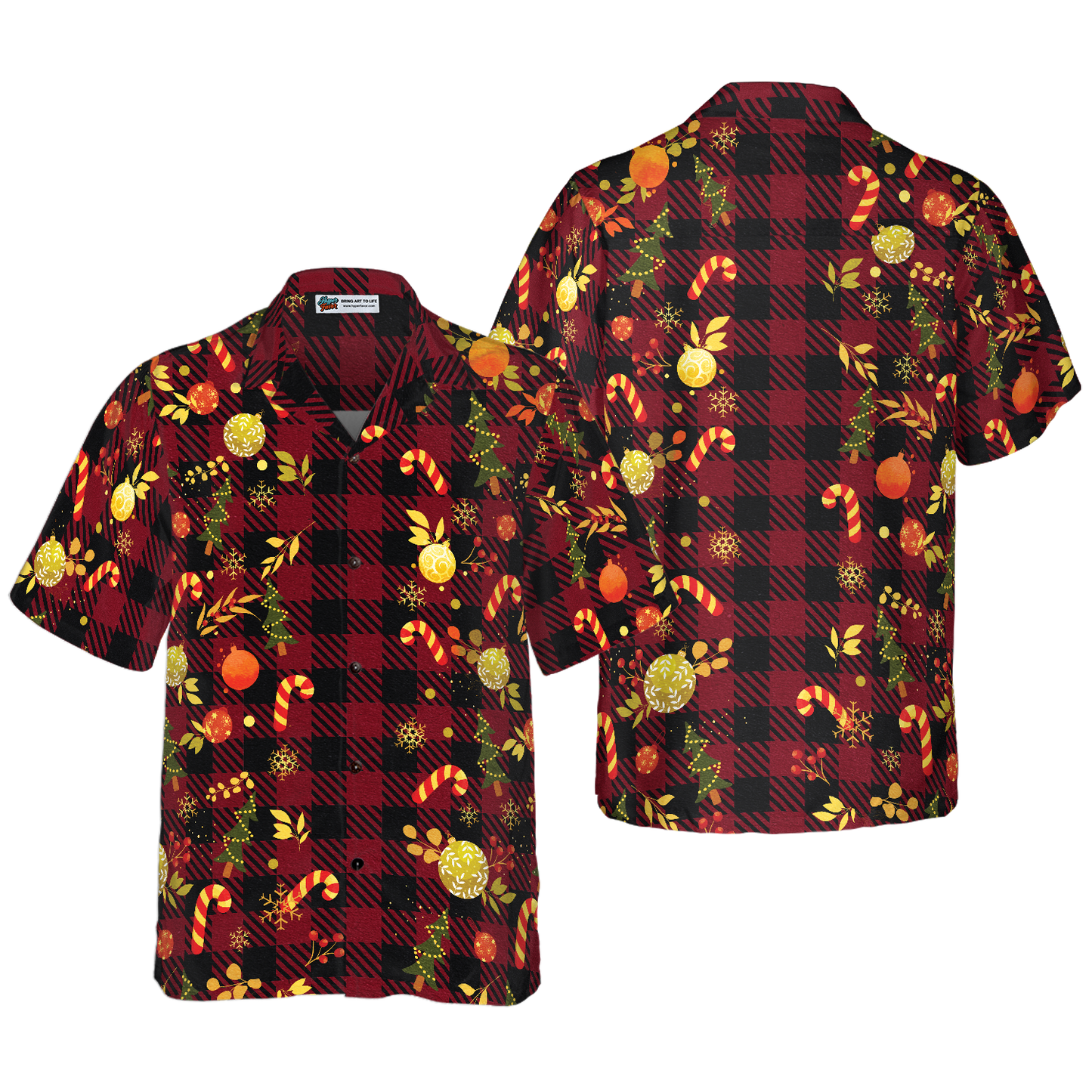 WW | Hyperfavor Weihnachts-Hawaiian-Shirts, Frohe Weihnachten Rotkariertes Muster Shirt Kurzarm, Weihnachts-Shirt Geschenkidee Für Männer Und Frauen
