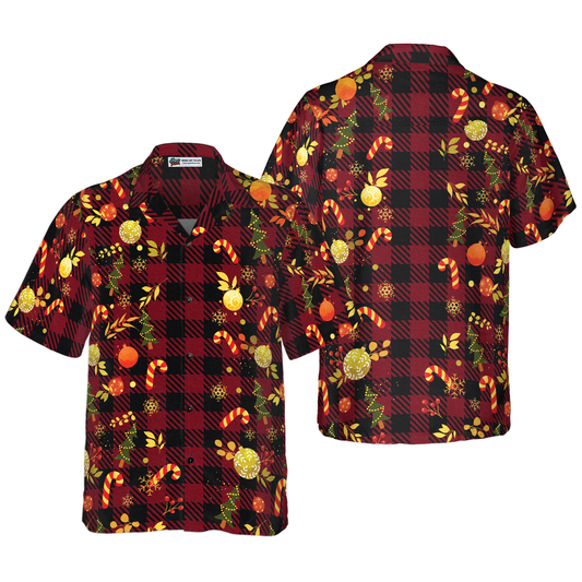 WW | Hyperfavor Weihnachts-Hawaiian-Shirts, Frohe Weihnachten Rotkariertes Muster Shirt Kurzarm, Weihnachts-Shirt Geschenkidee Für Männer Und Frauen