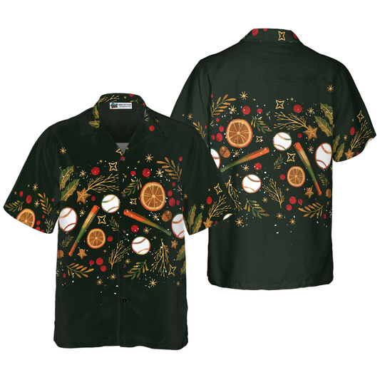WW | Hyperfavor Weihnachten Hawaiian-Shirts für Männer und Frauen, Weihnachts-Baseballmuster Hawaiian-Shirt mit Knopfleiste Kurzarm