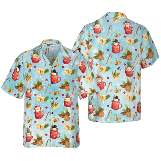 WW | Hyperfavor Santa Christmas Pattern 2 Pattern Hawaiian Shirt, Christmas Shirts Short Sleeve Button Down Shirt for Men and Women