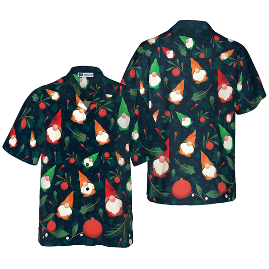 WW | Hyperfavor Weihnachts-Hawaiian-Shirts, Weihnachtsgnom-Musterhemden Kurzarm, Weihnachtshemd Geschenkidee für Männer und Frauen