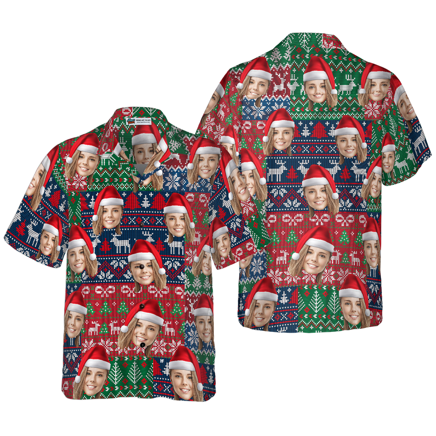 WW | Lustige benutzerdefinierte Gesichts-Weihnachts-02 benutzerdefinierte Hawaiian-Shirt